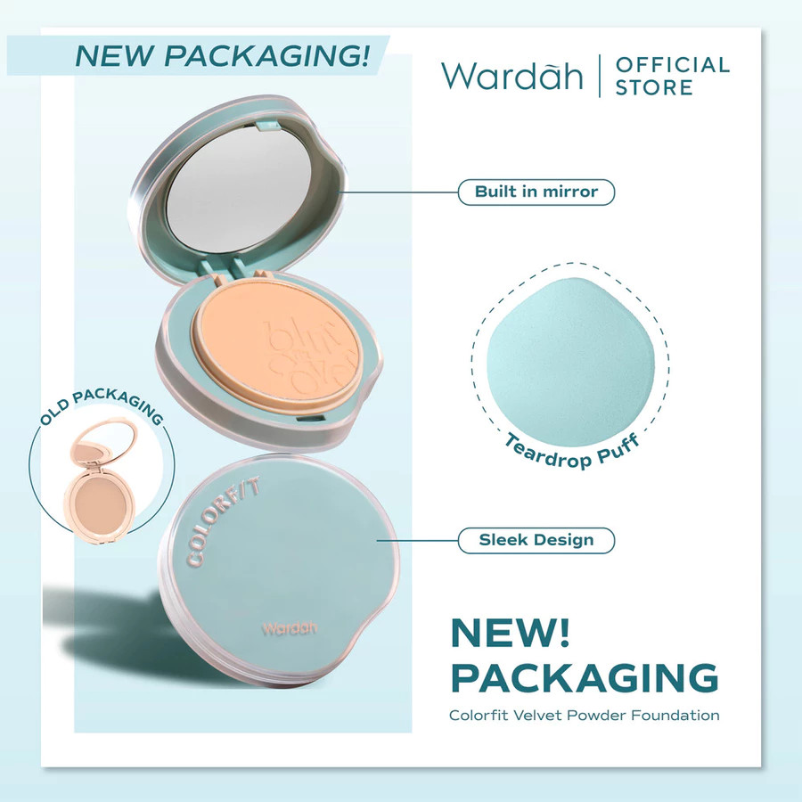 Wardah Colorfit Velvet Powder Foundation 11gr SPF 20 PA+++ - Bedak Padat Plus (Alas Bedak) Memberika