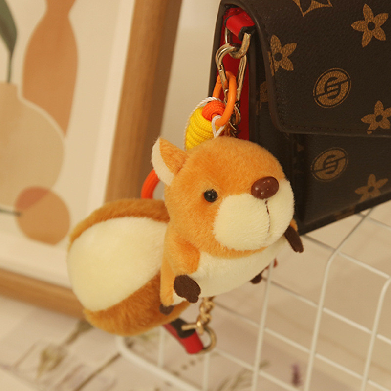 Gantungan Mainan Plush Tupai Kecil Ekor Besar Baru Gantungan Tas Kartun
