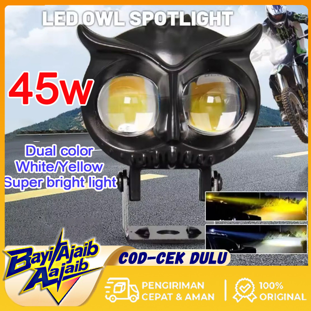 LED OWL Sorot LED 2 Mata Laser Putih Kuning 12 VOLT DC 2 TITIK 20WATT LAMPU BAHAN BESI LASER LED OWL