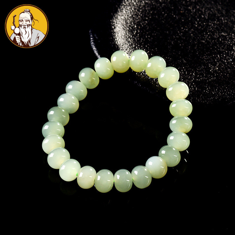 Dengan Sertifikat：Bahan lama alami Hetian giok safir sempoa gelang manik-manik giok wanita gelang Ci