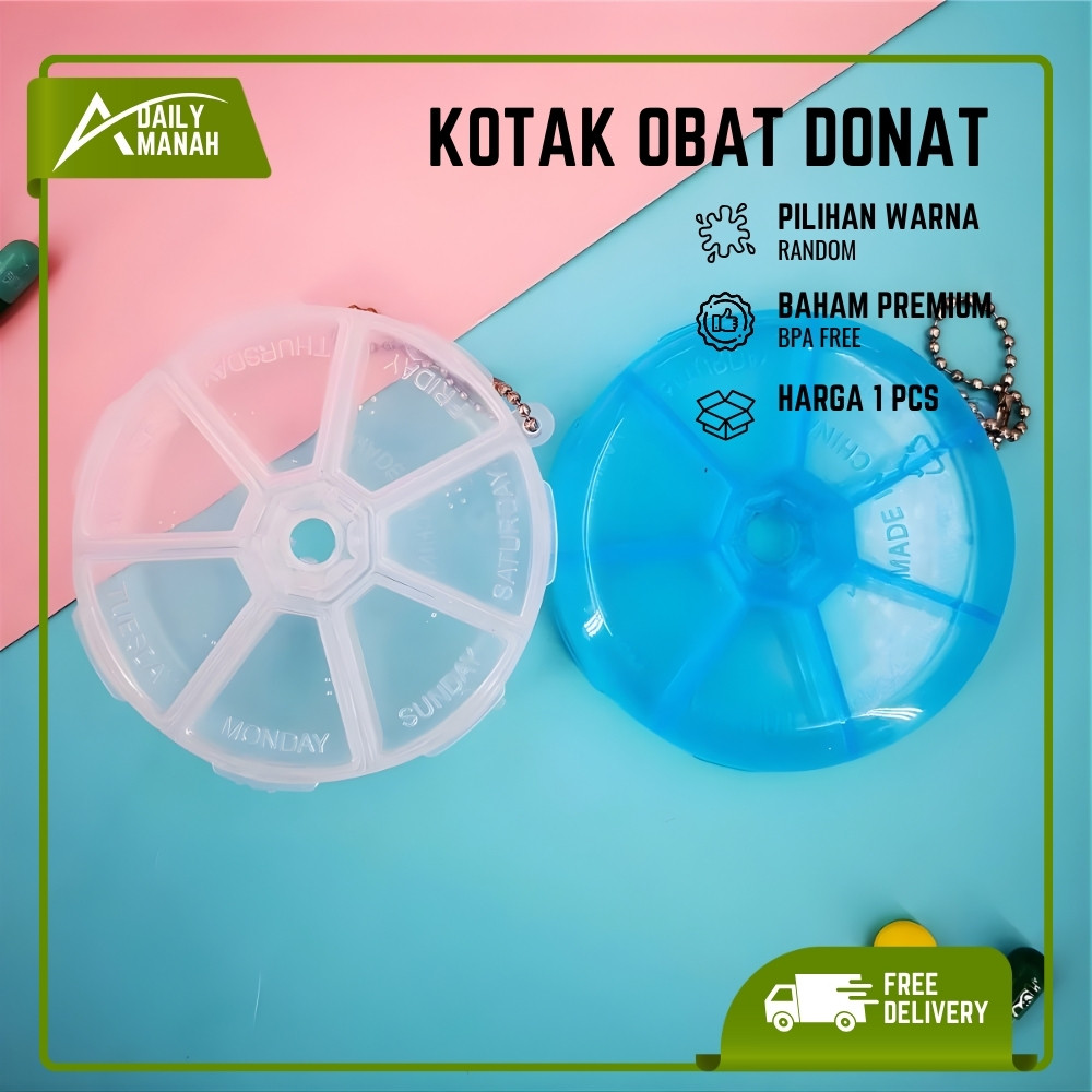 Kotak Obat BULAT / Tempat Obat / Tempat Obat Harian / Kotak Obat Harian / Medicine Box / Kotak Obat 