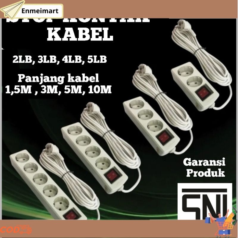 [ENM] Stop Kontak Terminal Colokan Listrik 2 3 4 5 Lubang Panjang Kabel 1,5 / 3 / 5 / 10 M Meter Kun