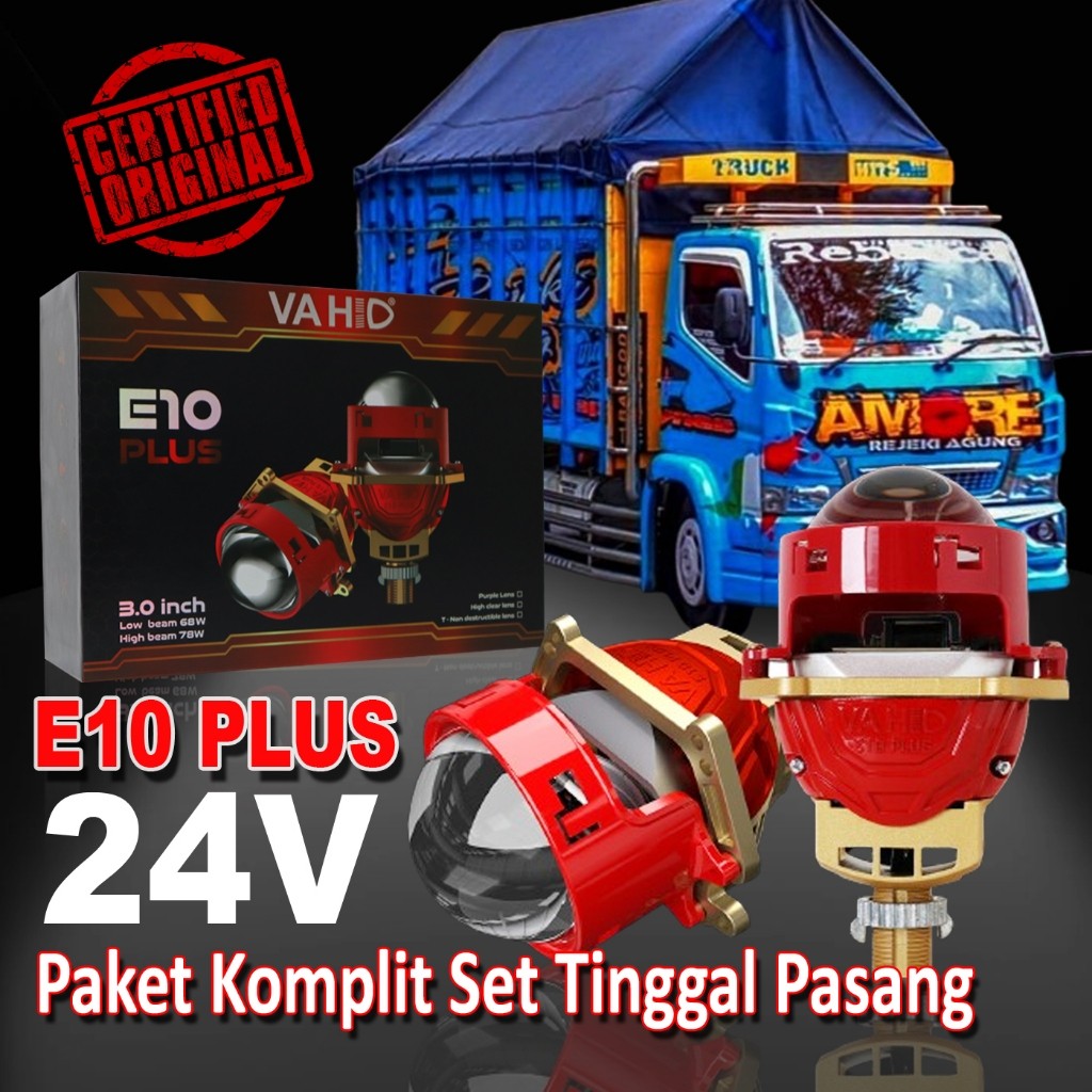 Biled 24 Volt - Paket Komplit Set Biled ProjectorVahid E10 Plus 24 Volt Untuk Mobil Truck Bus Tingga