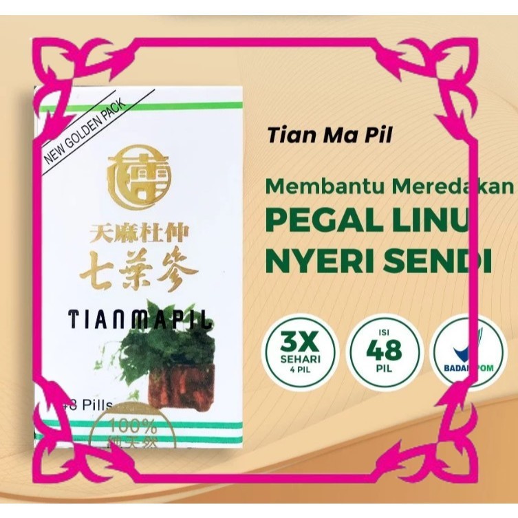 PASTI ORI Obat Rematik Asamurat Pegal linu nyeri sendi ampuh Seven Leave Ginseng [Tian Ma Pil BPOM] 