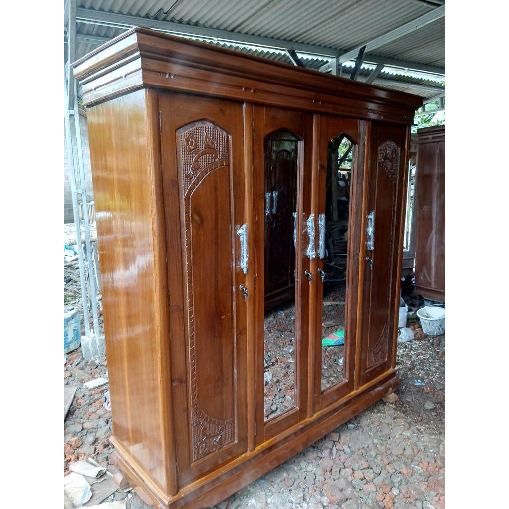lemari 4 pintu full kayu jati