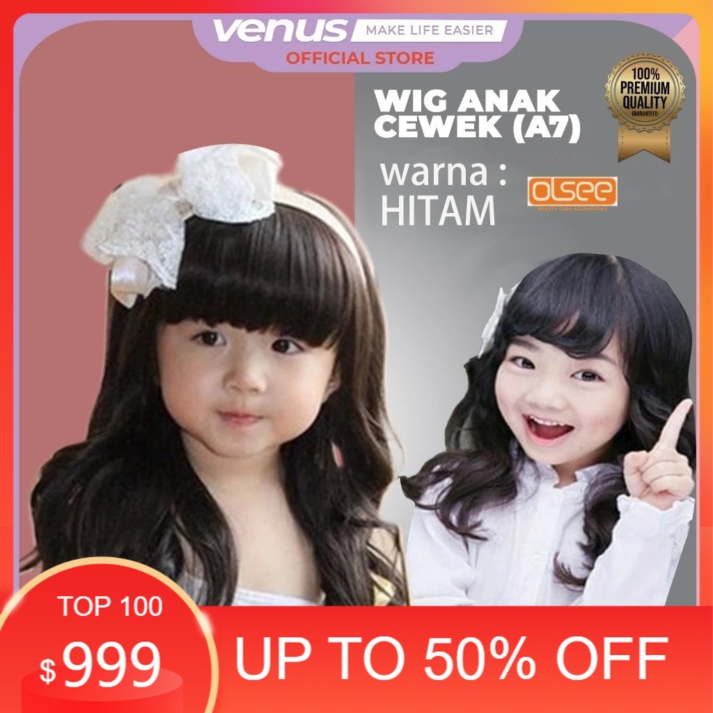 OLSEE - Wig Anak Perempuan Panjang Curly – Rambut Palsu Bayi & Anak Anti Kusut, Premium Look - Wig B