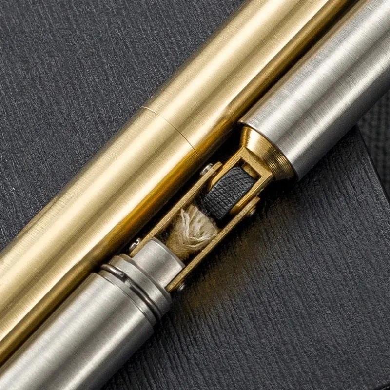 Retro Brass Kerosene Lighter Nunchaku Style Free Fire Grinding Wheel Flint Cigarette Lighter Gasolin