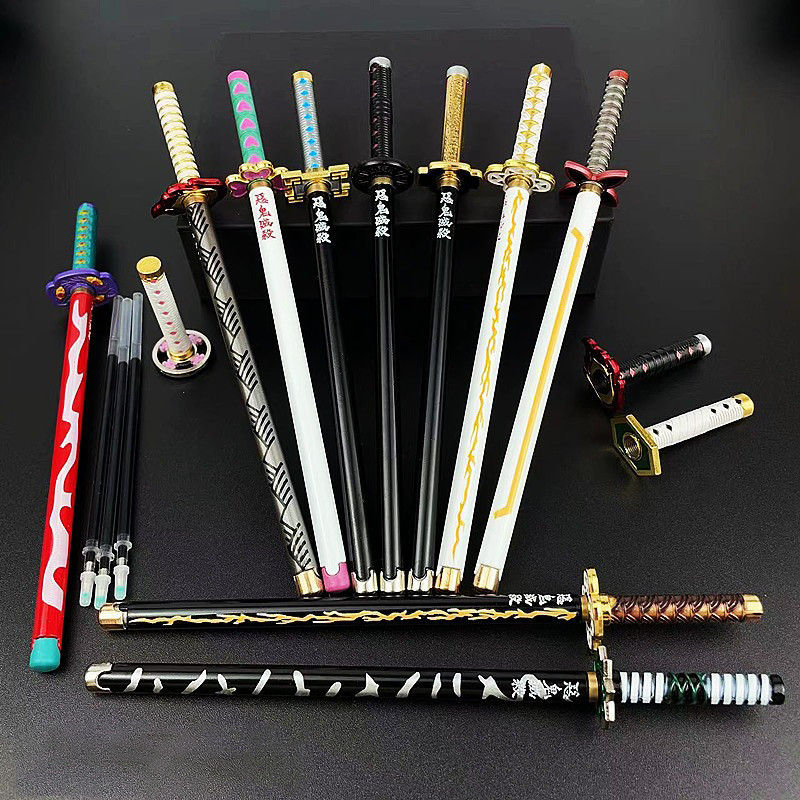ROMA'c STORE 20cm Demon Slayer Sign Pen Agatsuma Zenitsu Kochou Shinobu Metal Model Stationery Perip
