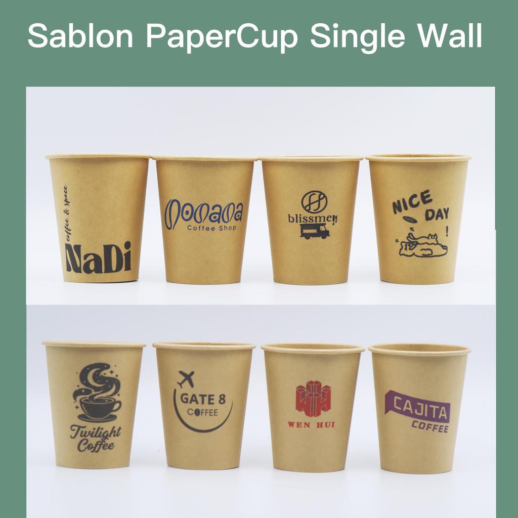 Sablon Papercup Single Wall Kraft 8oz 12oz 16oz 22oz | Full Color Multiwarna & Multisisi | Free Desi