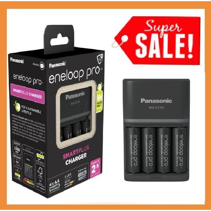 PANASONIC ENELOOP PRO SMART PLUS CHARGER + 4 BATERAI AA 2500MAH