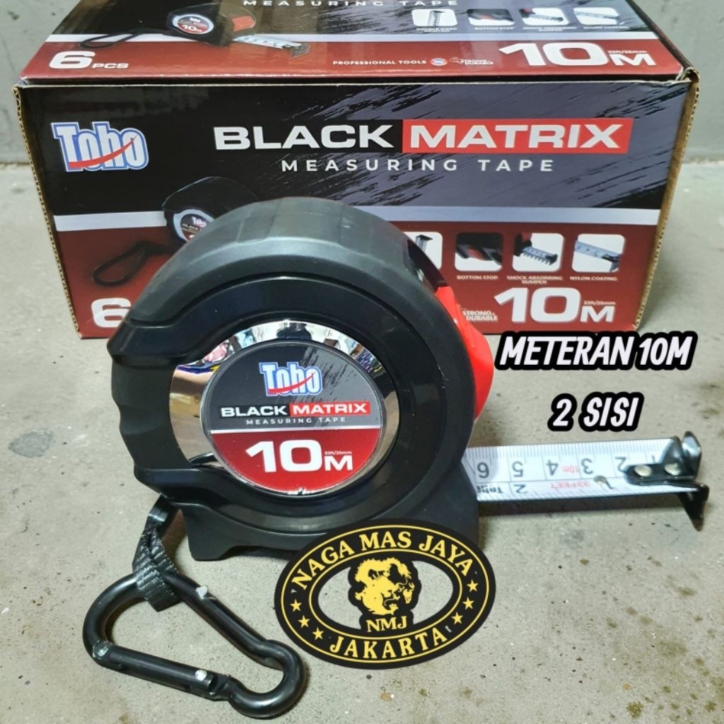 GILISHOP METERAN TOHO 10 METER BLACK MATRIX / ALAT UKUR METERAN 10M TOHO / METERAN 10 METER TOHO