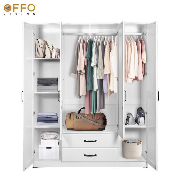 MEGA SALE Offo Living - Lemari Pakaian Lavender Putih 4 Pintu, 5 Pintu, 6 Pintu Lavender - 4 Pintu