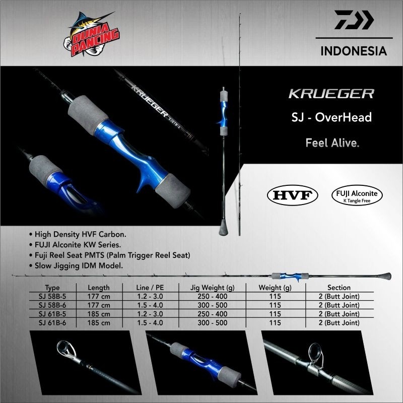 Joran Pancing Rod Daiwa Krueger SJ Overhead | Spinning Joran Slow Jigging Rod Jigging