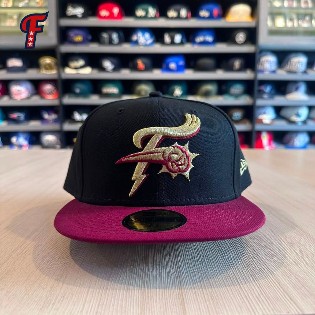 Topi New Era Fayetteville Woodpeckers Black Red 59FIFTY Baseball Fitted Hat Original