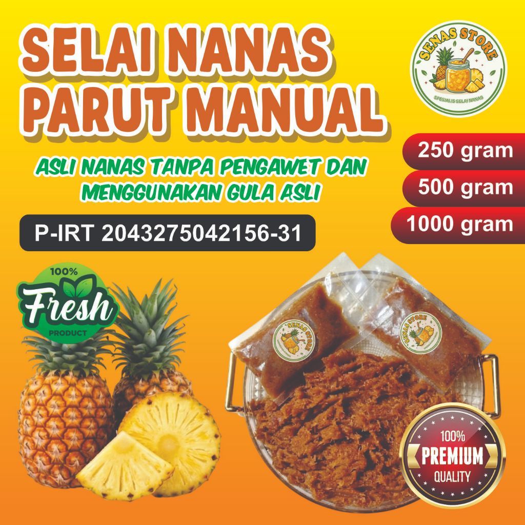 SELAI NASTAR NANAS 100% ORIGINAL NANAS / SELAI NANAS KEMASAN 500GRAM / SELAI NANAS KEMASAN 1000GRAM