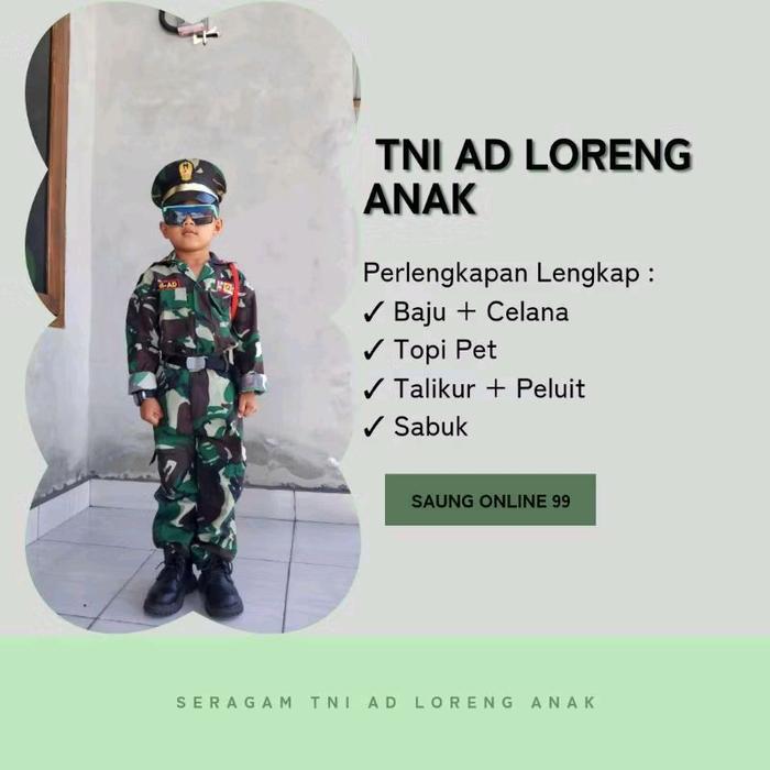SERAGAM BAJU PROPESI TNI AD ANAK  Fashion - TNI AD TOPI PET, S