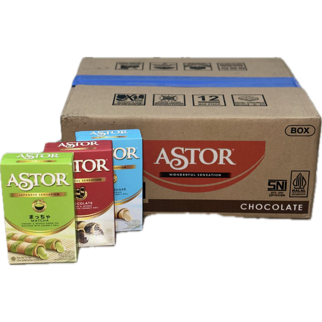 WAFER ASTOR STICK CHOCOLATE KARTON 36 x 40 GRAM KOTAK DUS BOX STIK GR DOUBLE COKLAT ROLL SNACK MAKAN