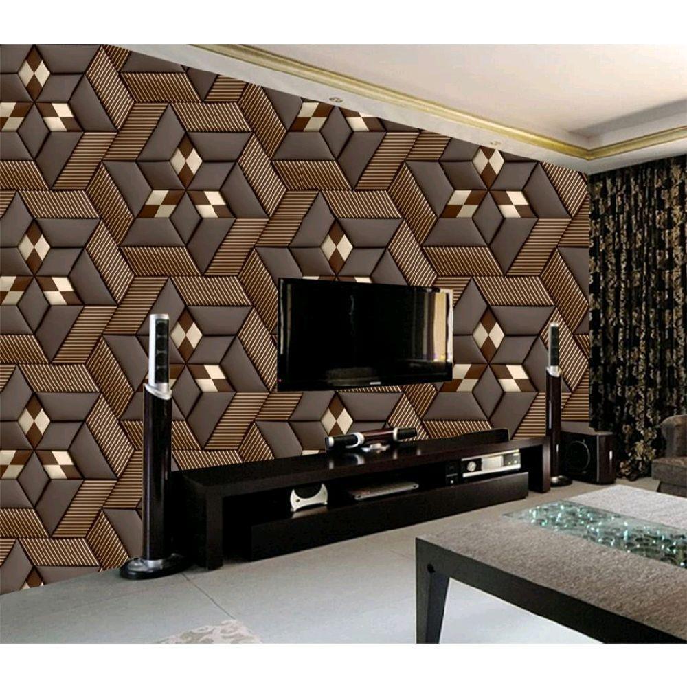 Wallpaper Sticker Dinding Aesthetic Motif Hexagonal 3D Modern Elegan