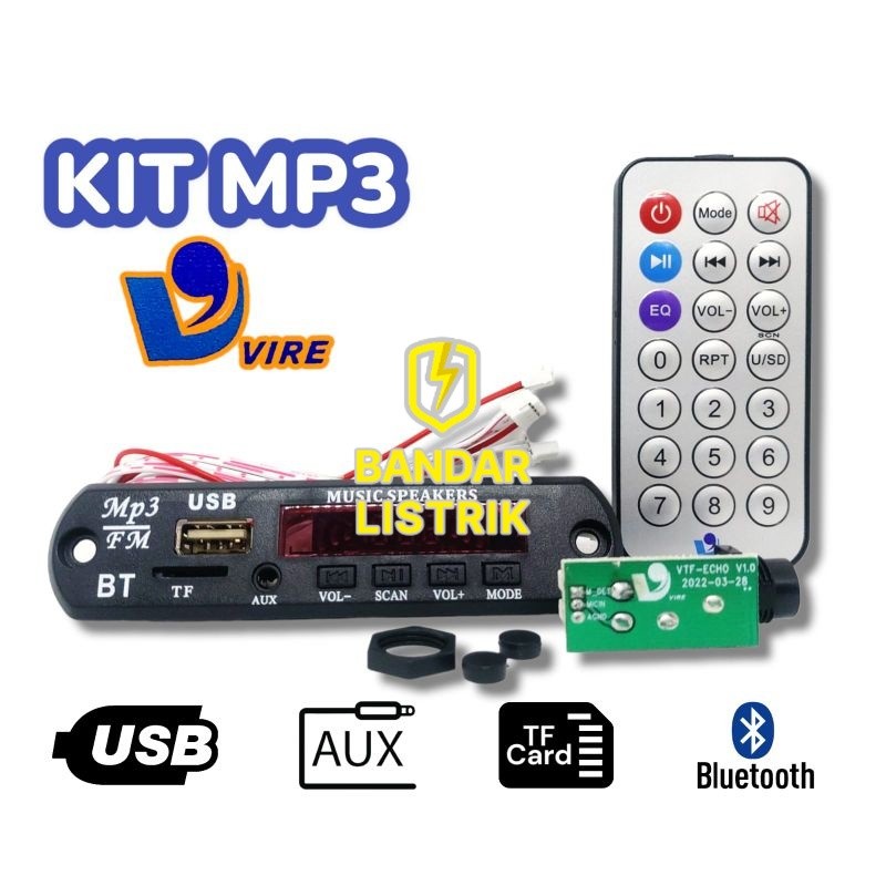 VIRE / VTF Modul Kit MP3 Mobil DC 12V USB Bluetooth FM Radio Karaoke AUX