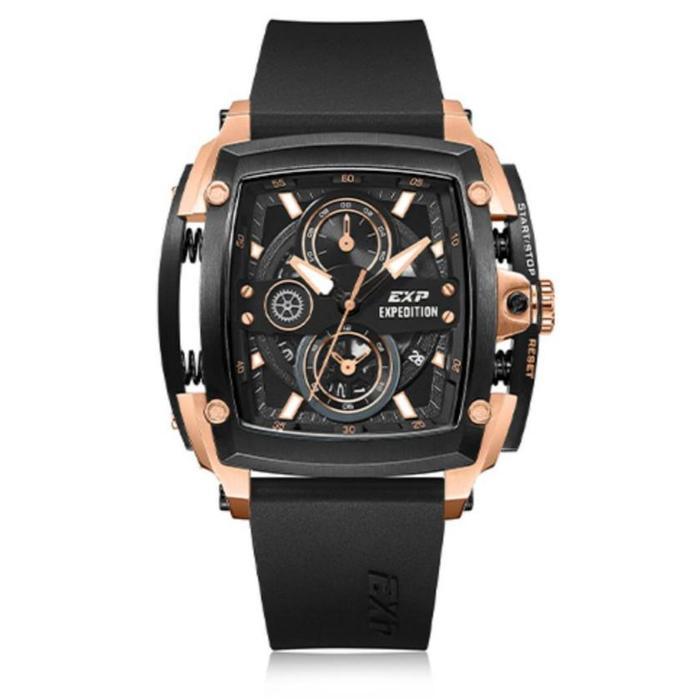 EXPEDITION 3008 GC RUBBER PRIA ORIGINAL GARANSI 1TAHUN Quartz Men - BLACK ROSEGOLD