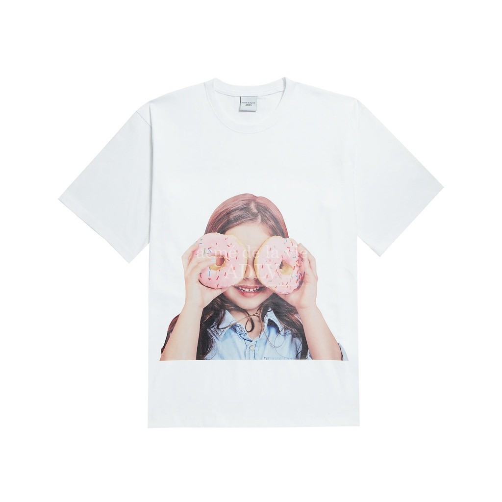 [ADLV] Baby Face Short Sleeve T-Shirt White Donuts 3 - Kaos  Fit Unisex acme de la vie