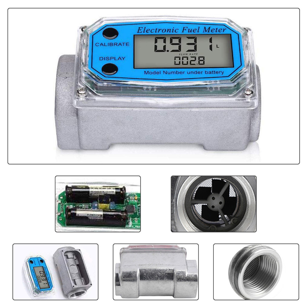 NanTang-ID Digital Fuel Flow Meter Car Gasoline Methanol Water Flow Meter Counter Fuel Flow Sensor I