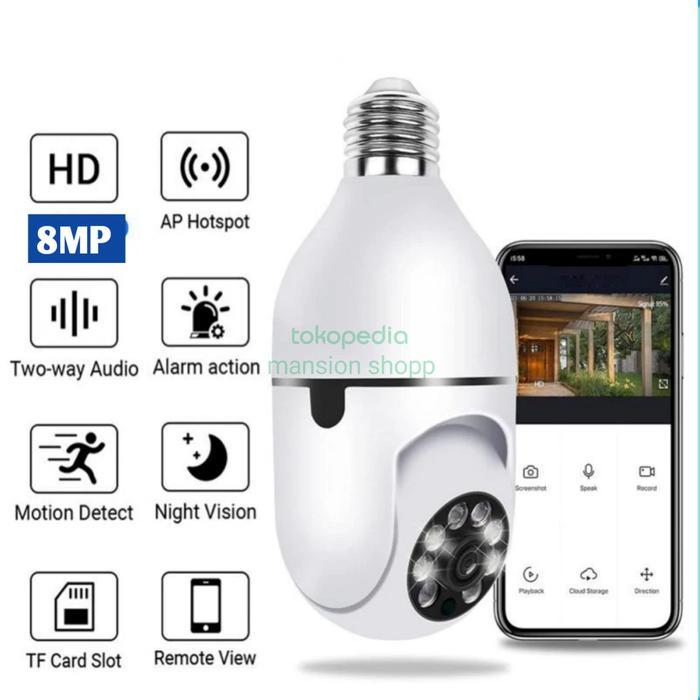IP Camera V380 CCTV Lampu 360 Wireles CCTV Wifi Bohlam Lampu panoramic