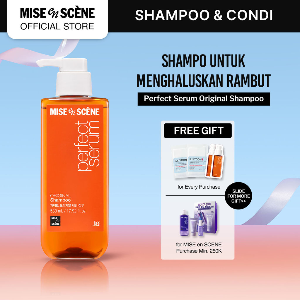 mise en scene Perfect Serum Original Shampoo 530ml - Shampoo Rambut Rusak Melembutkan Tanpa Kusut An