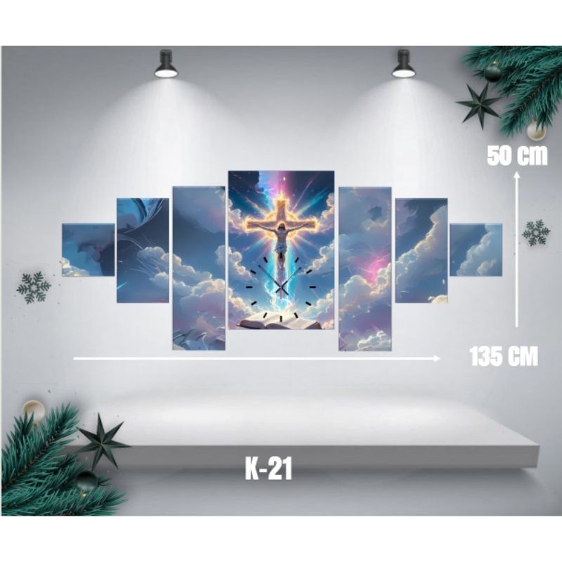 RANUWI JAM DINDING JUMBO MOTIF KRISTIANI/HADIAH NATAL/HIASAN DINDING YESUS
