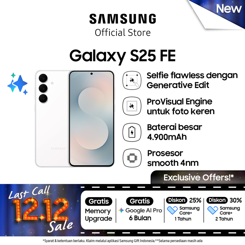 [Free Upgrade From 256GB] Samsung Galaxy S25 FE 8/512GB - White