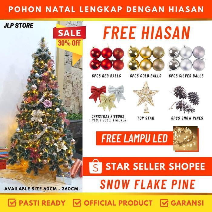 Ada Pohon Natal Besar Bonus Hiasan dan Lampu Tinggi 2.5 Meter 240 Cm 8 Feet FT Premium Christmas Tre