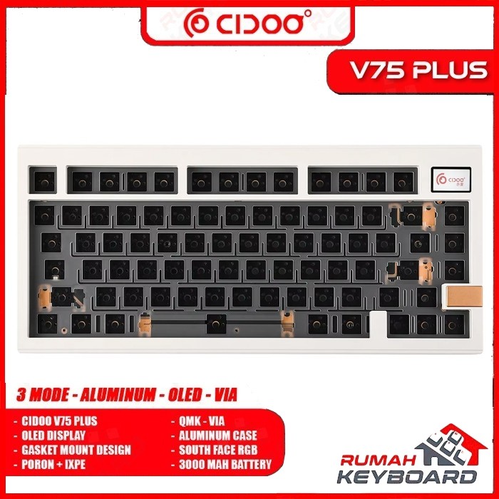 CIDOO - V75 - Plus - Oled - ALU - VIA - South - Mechanical Keyboard