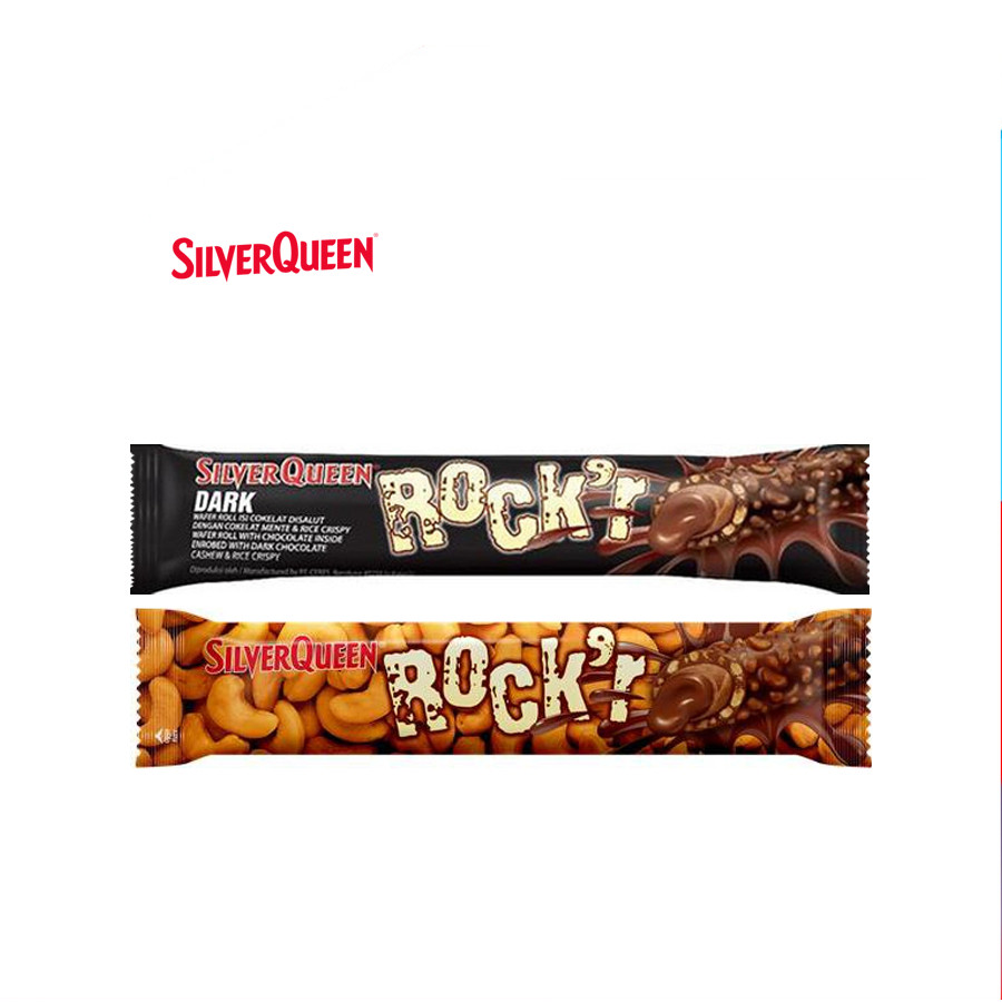 [UniGrosir] Silver Queen Rock'r ROCKR Rocker Dark | Chocolate Wafer Roll 22 gr Coklat