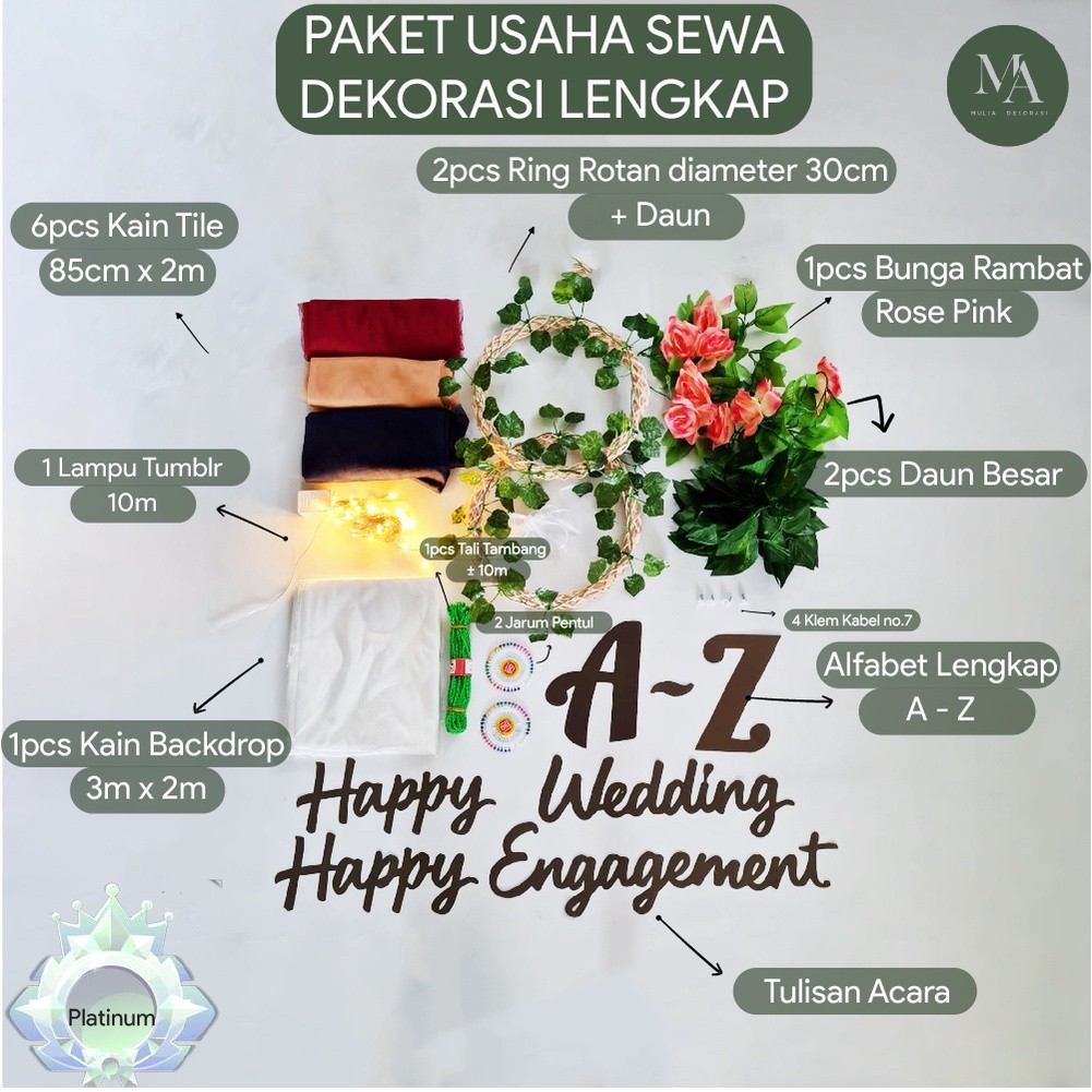 Paket Usaha Bisnis Jasa Sewa Dekorasi Backdrop Lamaran Nikahan Syukuran Mulia