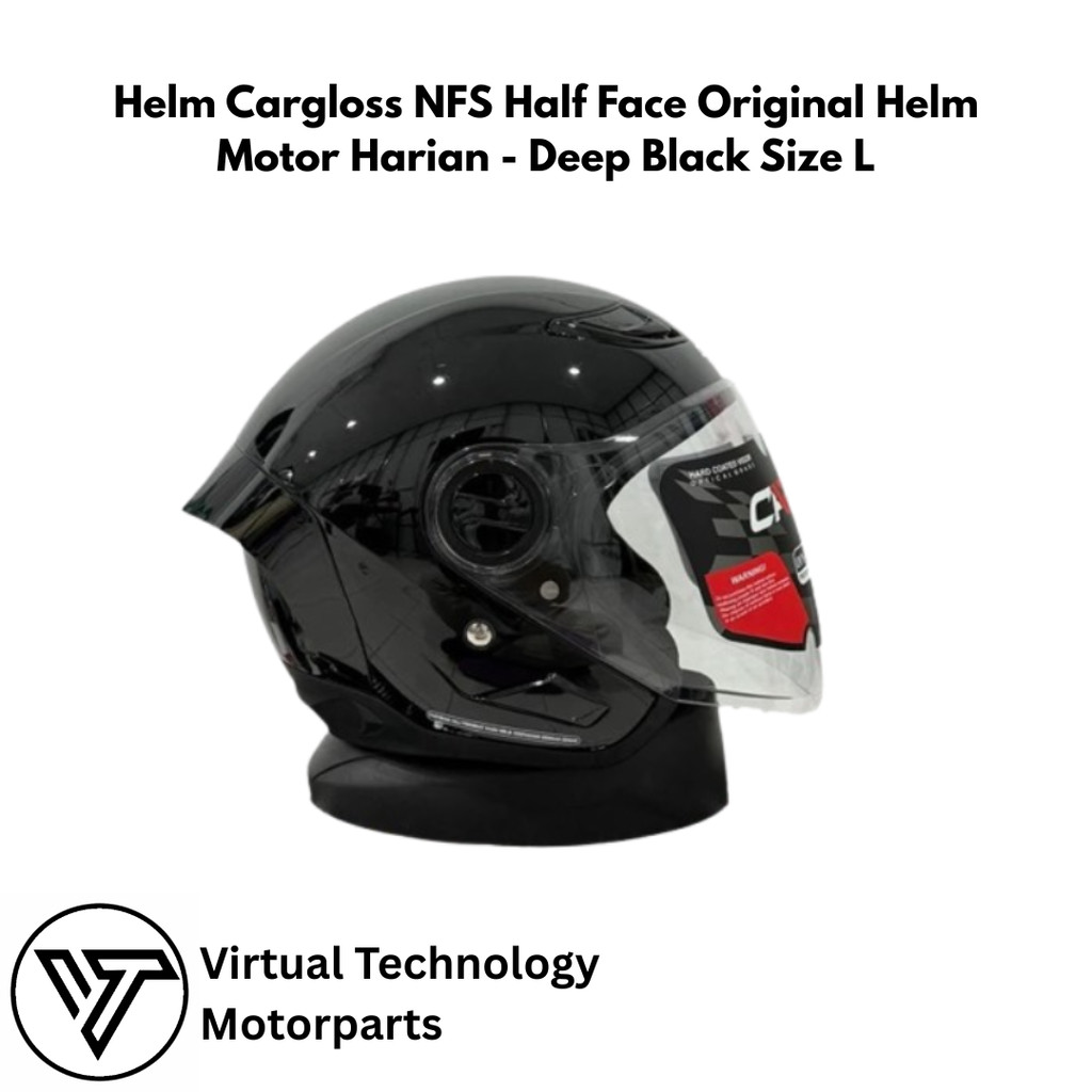 Helm Cargloss NFS Half Face Original Helm Motor Harian - Deep Black Size L