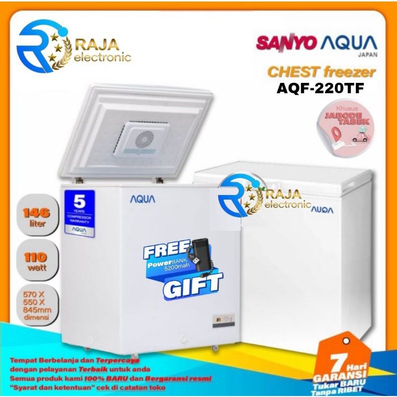 CHEST FREEZER AQUA AQF - 220 TF NO FROST , FREEZER BOX DAGING ICE CREAM
