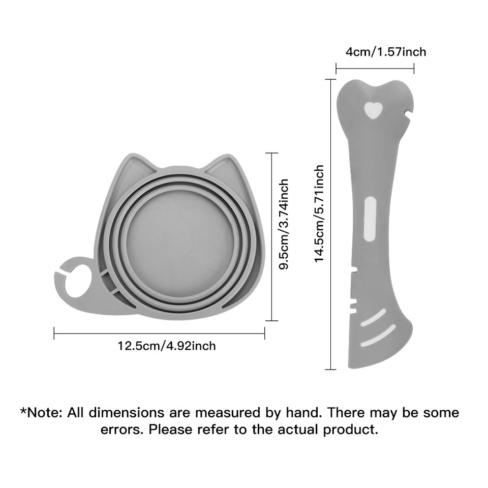 Silicone Cat Food Can Lid and Spoon Set, Multifunctional Pet Wet Food Feeding Scoop with Can Opener,