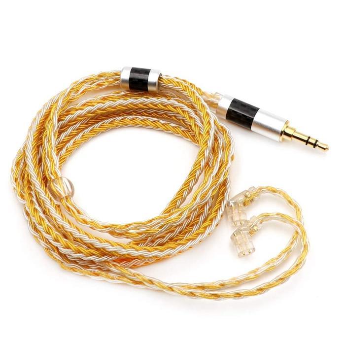 Next BASS TRIPOWIN ZONIE 16 Core 4.4mm Silver-plated Copper Upgrade Cable IEM - Gold, QDC 4.4mm