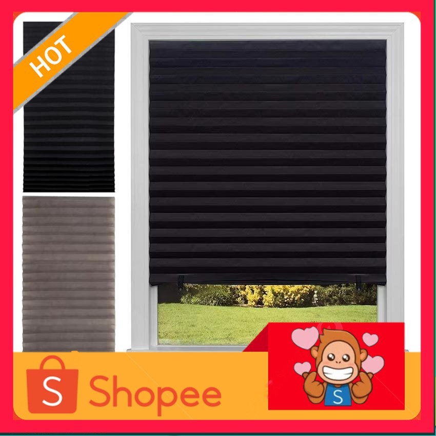Tirai Jendela Gorden Lipat  Tempel Hordeng Jendela Blackout Jendela Minimalis Polos Tanpa Paku 60 x 
