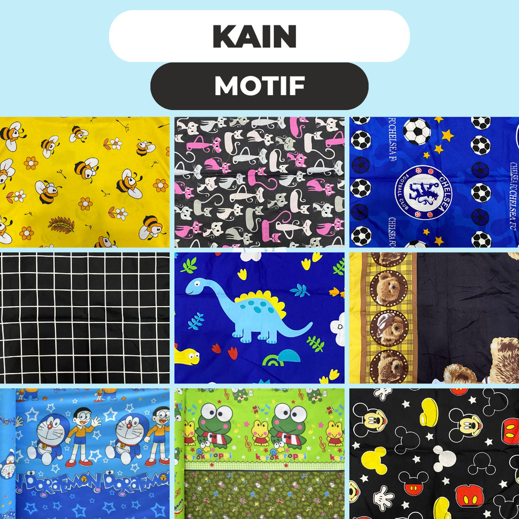 Kain Meteran Motif Karakter Eceran Bahan Disperse - Kain Sprei Meteran 1/2 Meter