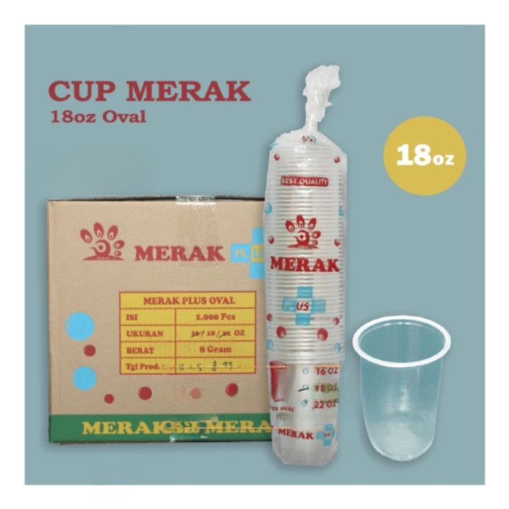 Gelas Plastik Oval 18oz 18 Oz isi 50 Cup Bening Minuman Es Teh Boba Jus