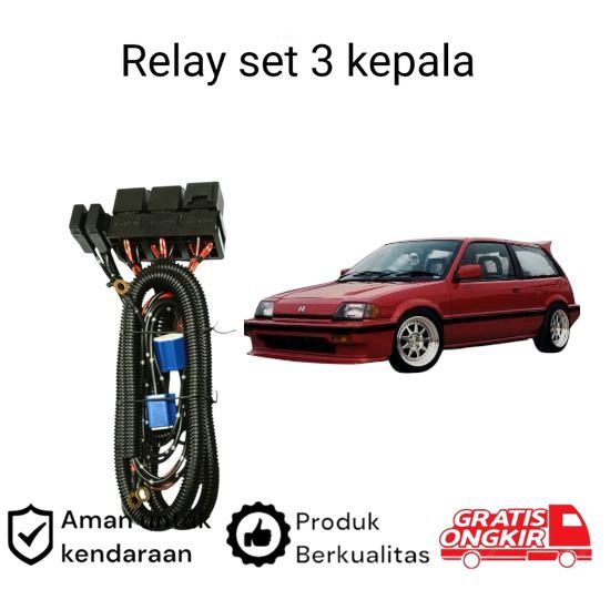 Relay Set Lampu Utama LED H4  Mobil Honda Civic Wonder Koko
