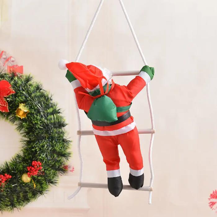 Easy Decoration Santa Panjat Tangga Climbing Santa Clause ladder Pendant Merry Christmas - Climbing 