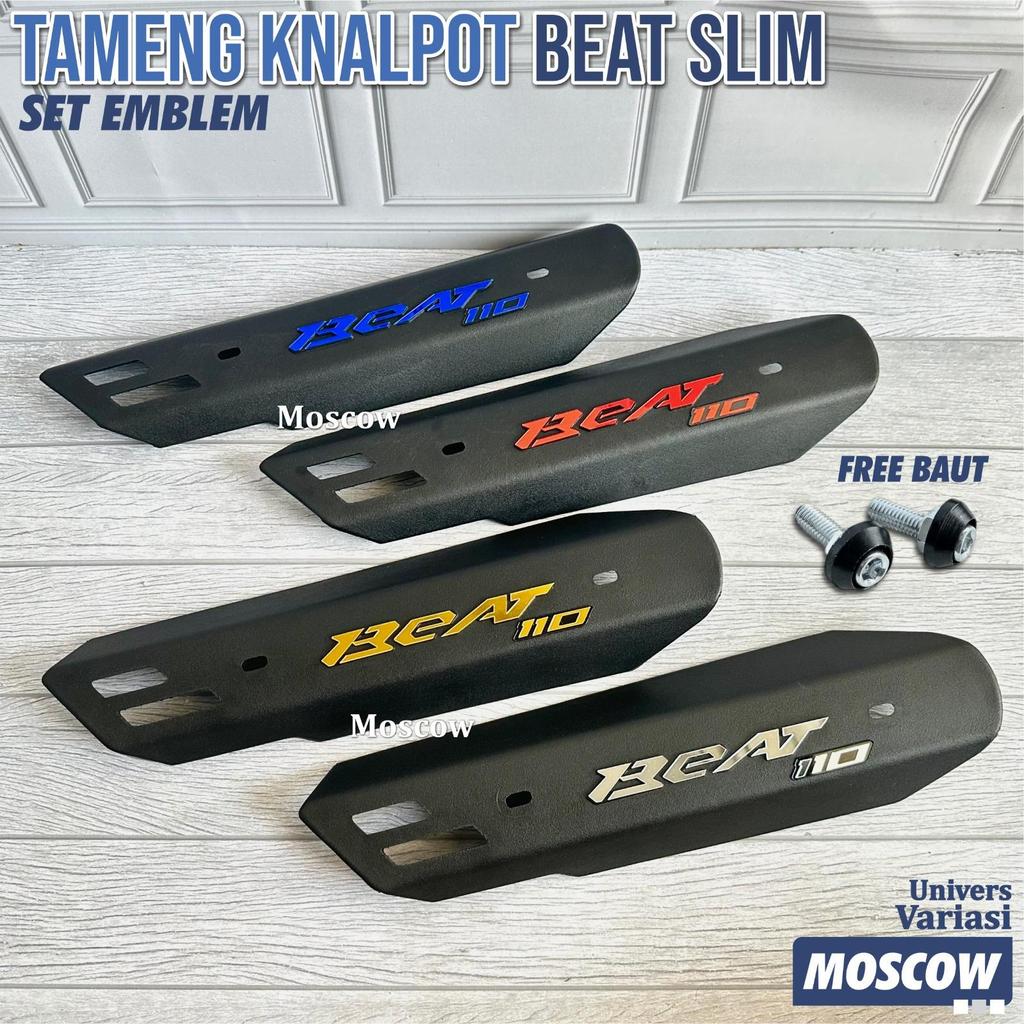 TAMENG KNALPOT SLIM SET EMBLEM BEAT 110 AKRILIK 2MM COVER KNALPOT PELINDUNG KNALPOT UNTUK SEMUA JENI
