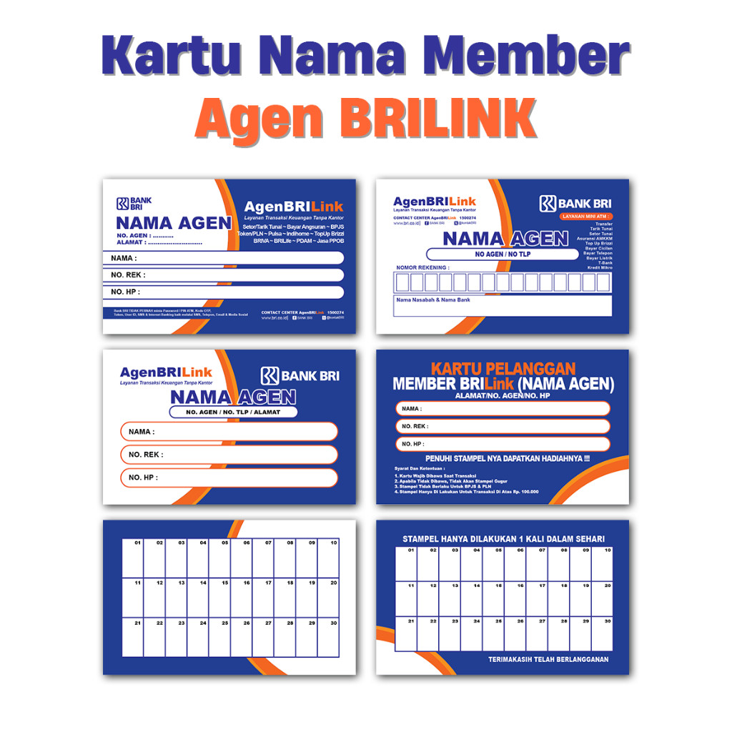 R049  Kartu Nama Member Agen BRILINK - Kartu Pelanggan BRILINK NEW 2024