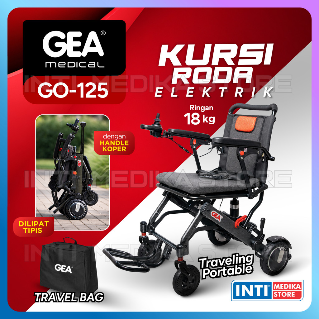 [BARU 2026] GEA - Kursi Roda Elektrik Travel HANDLE KOPER GO125 | Portable Travelling Electric Wheel