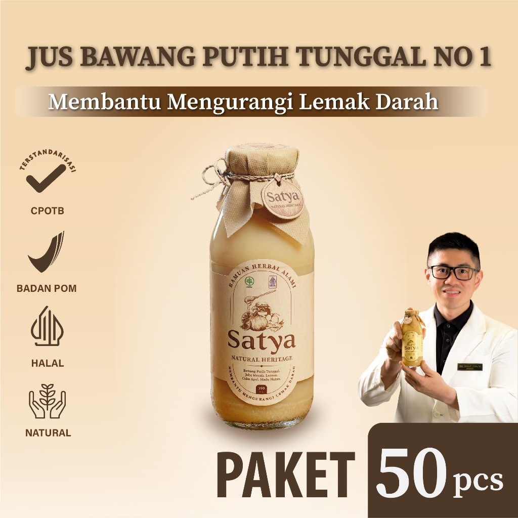 SATYA Natural Juice (PAKET 50 Botol) Jus Bawang Putih Tunggal BPOM TR