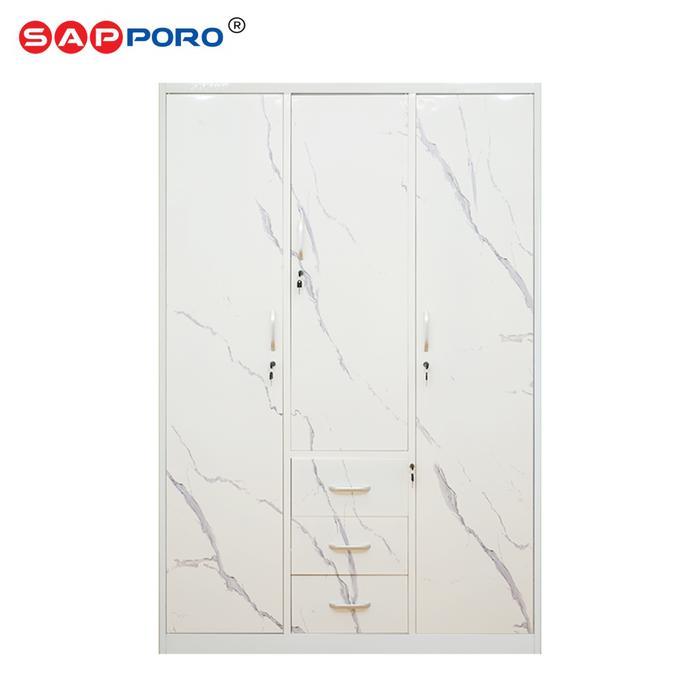 MEGA SALE SAPPORO RIMINI - Lemari Pakaian Motif Marmer - White Marble
