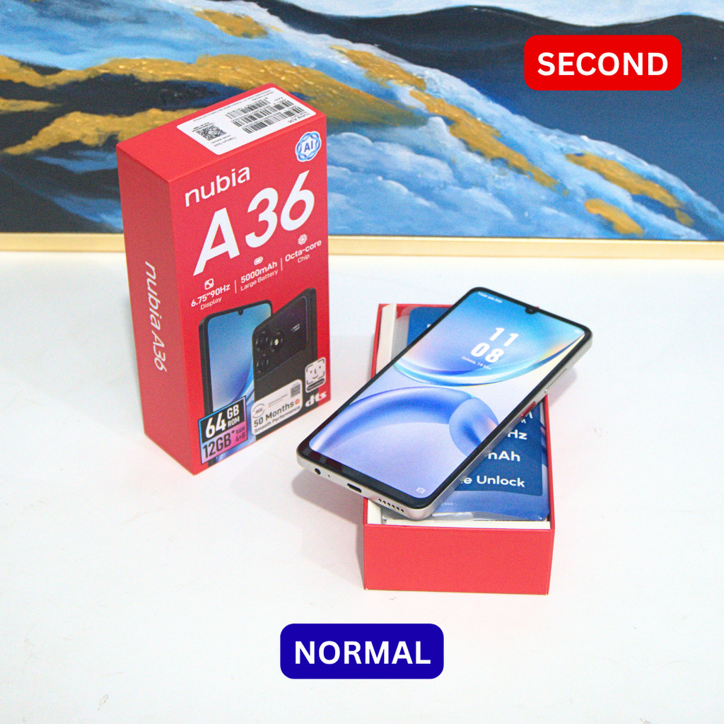 ZTE NUBIA A36 4/64 GB HP SECOND ORIGINAL SINAR MUTIARA CELL