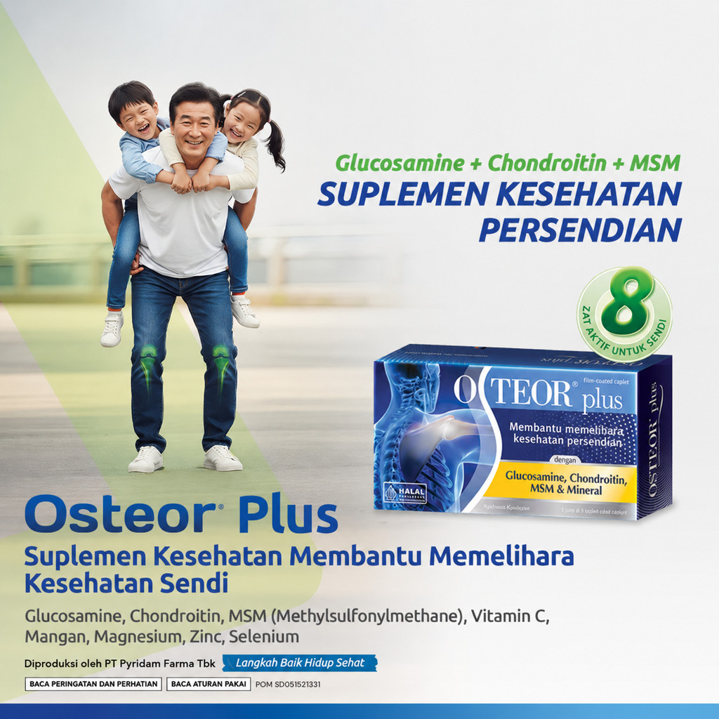 1 Strip Osteor Plus Suplemen Kesehatan Sendi Glucosamine Chondroitin MSM Vitamin Mineral untuk Nyeri